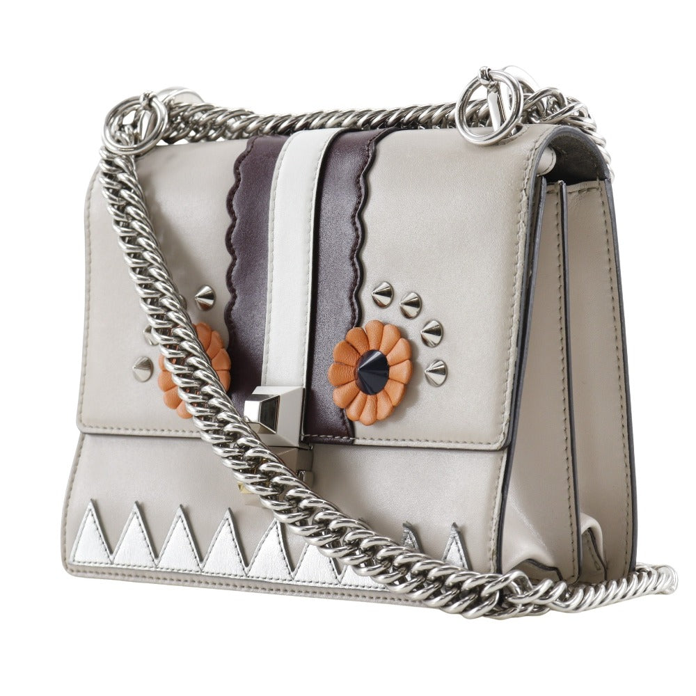 Fendi Shoulder Bag 8M0381 9Ju Calfskin Studs Canai Women Beige Mini