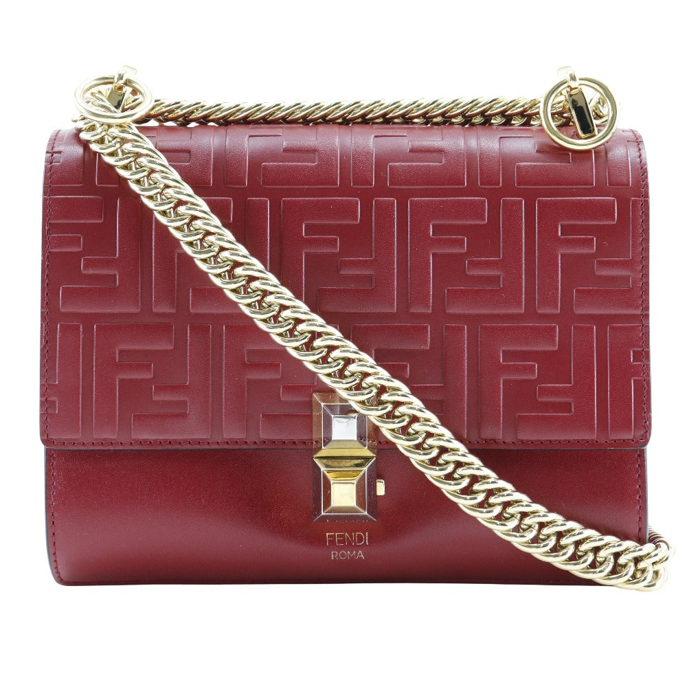 Fendi Kan Shoulder Bag Leather Red Mini
