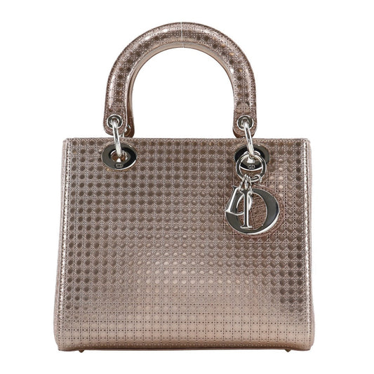 Dior Christian Handbag Canage Medium Lady Women Leather Pink Travel Bag