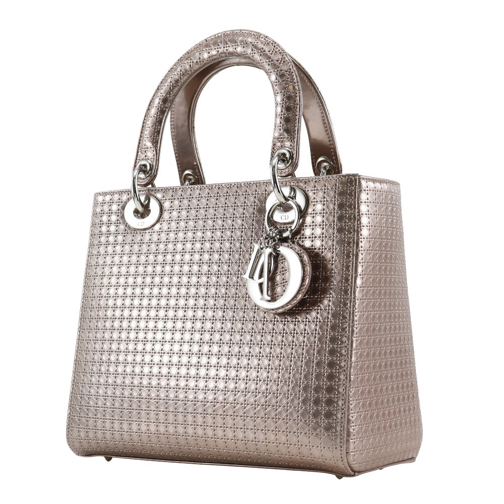 Dior Christian Handbag Canage Medium Lady Women Leather Pink Travel Bag