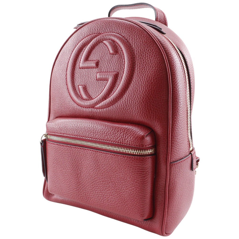 Gucci Backpack Interlocking Soho Leather Red