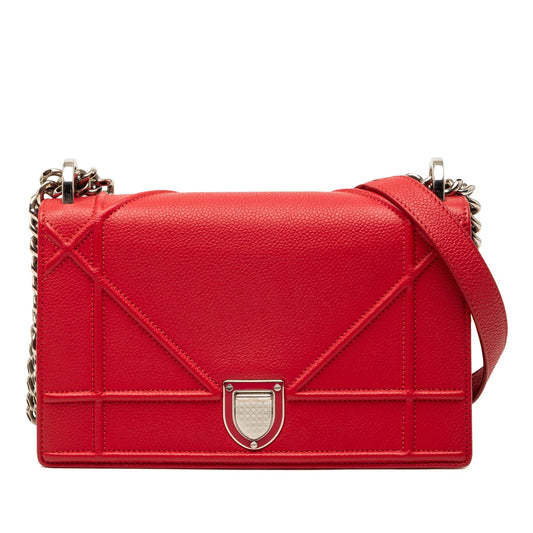 Dior Handbag Grained Calfskin ama Crossbody Bag 3 Red Small Flap