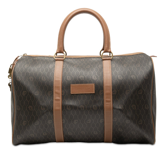 Dior Handbag Honeycomb Coated Travel Bag Canvas Black