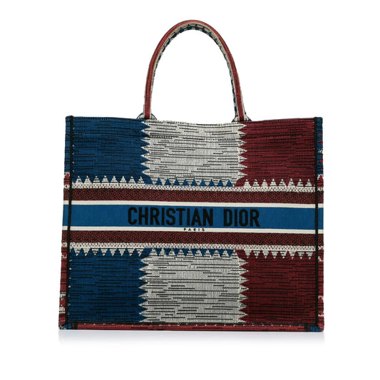 Dior Handbag French Flag Book Tote Blue Large Tote Bag