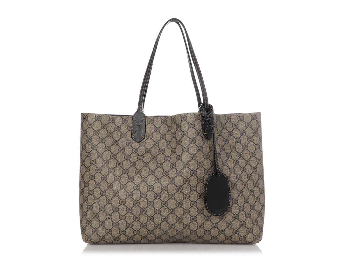 Gucci Supreme Reversible Tote Monogram Black Tote Bag