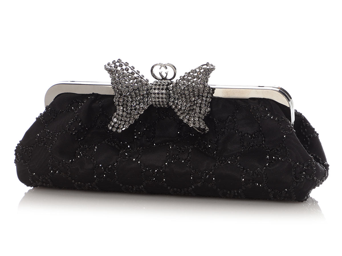 Gucci Crystal Broad Clutch Black Clutch Bag