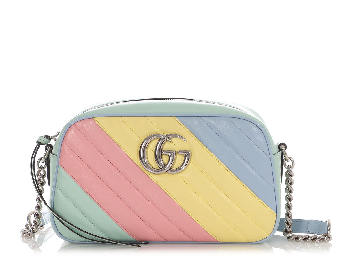 Gucci Pastel Diagonal Quilt Marmont Camera Bag Small Crossbody Bag