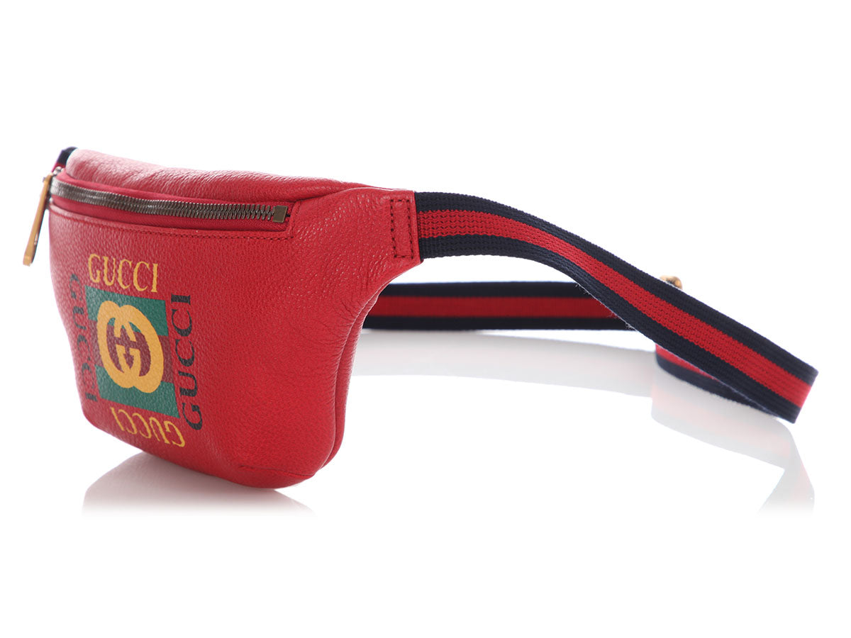 Gucci Small Hibiscus Coco Capitan Logo Belt Bag Leather Red Accessory