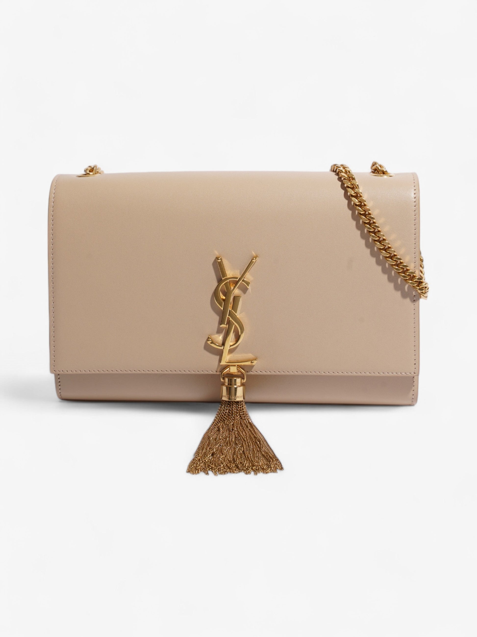 YSL Saint Laurent Kate Tassel Bag Calfskin Leather Beige Medium Shoulder Bag