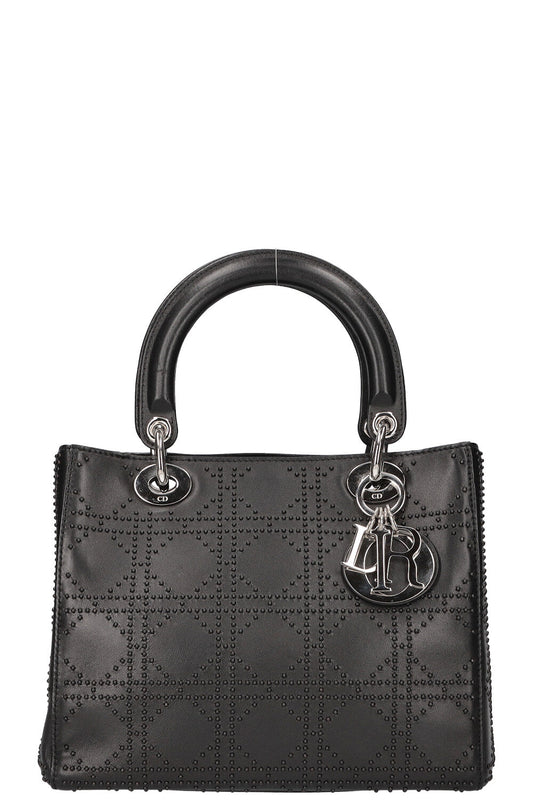Dior Handbag Lady Cannage Studded Black