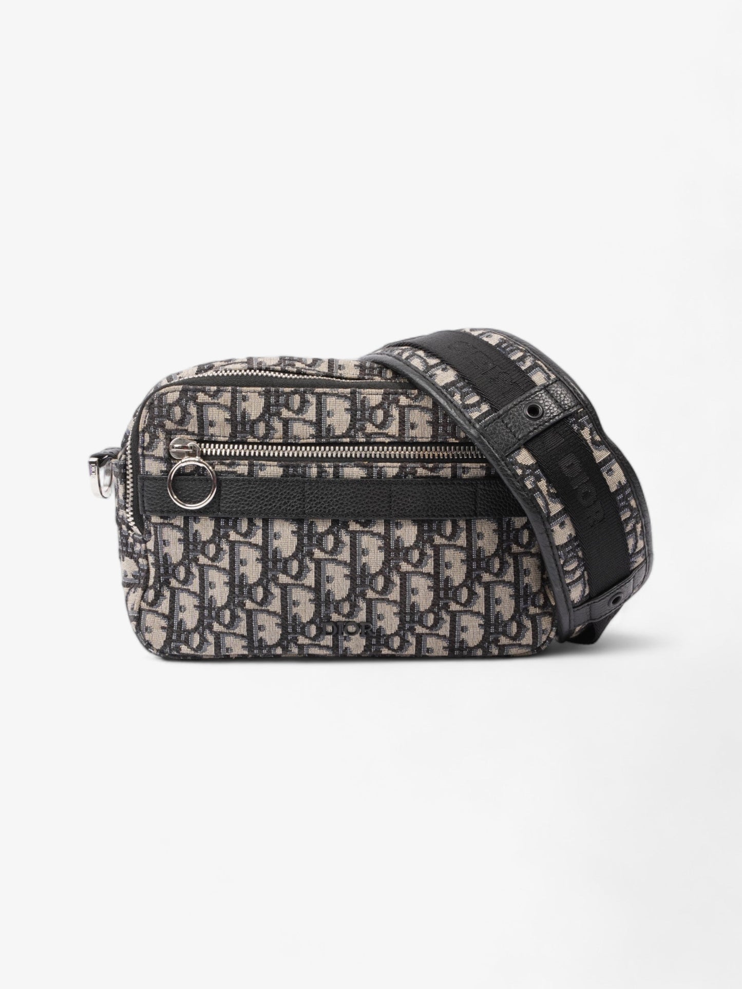 Dior Christian Safari And Oblique Crossbody Bag Canvas Black Beige