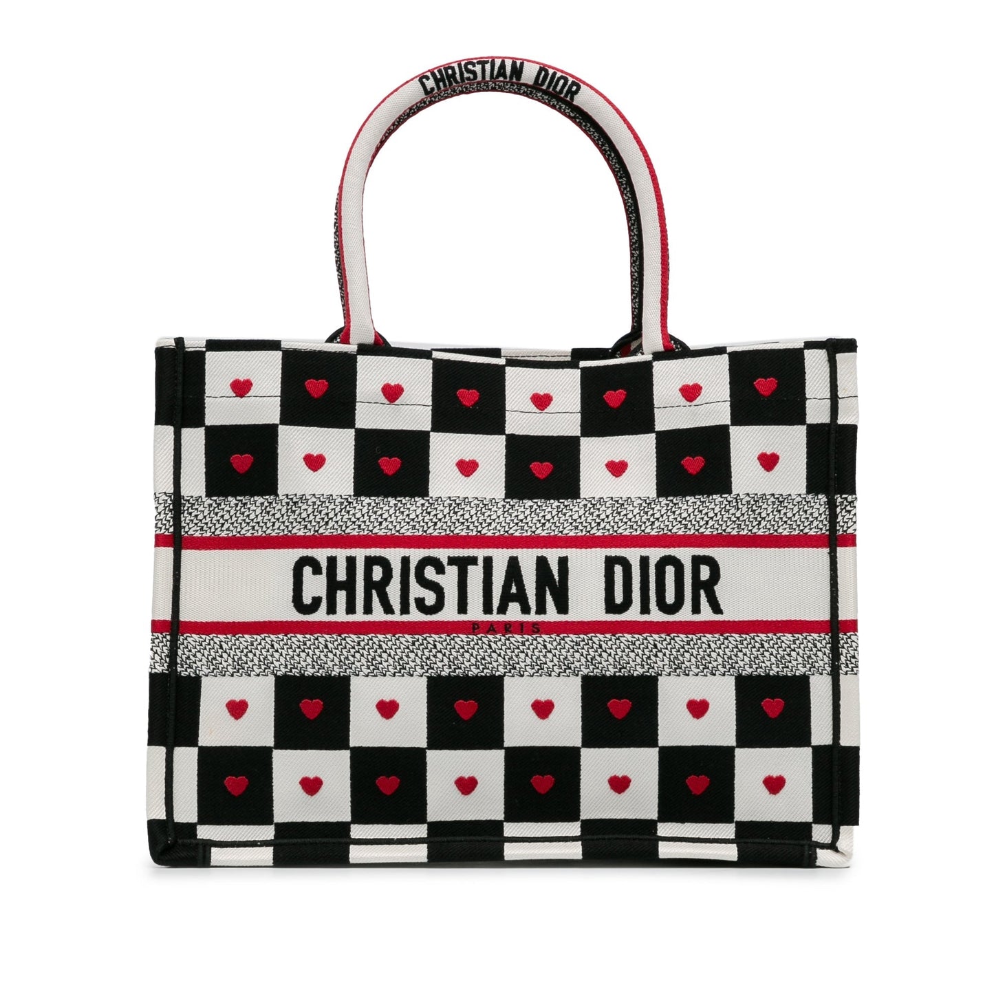 Dior Handbag Amour D-Chess Book Tote 2 Canvas White Medium Tote Bag
