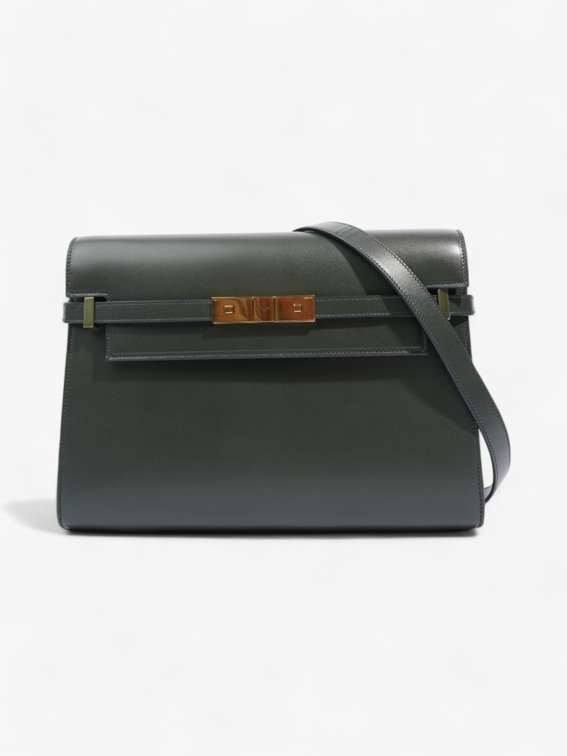 YSL Saint Laurent Manhattan Dark Calfskin Shoulder Bag Leather Green