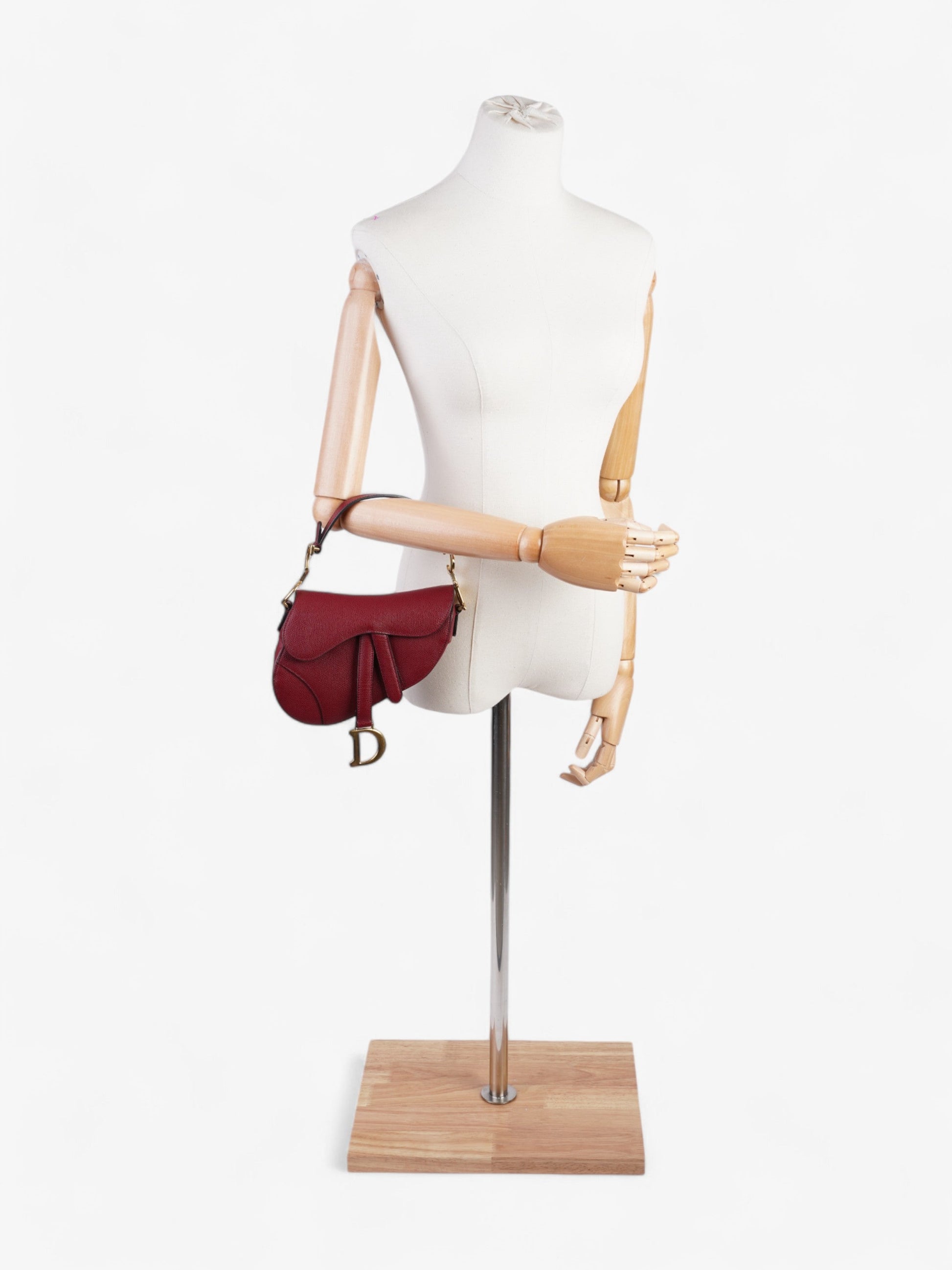 Dior Christian Saddle Bag Bordeaux Calfskin Leather Red Mini Travel Bag