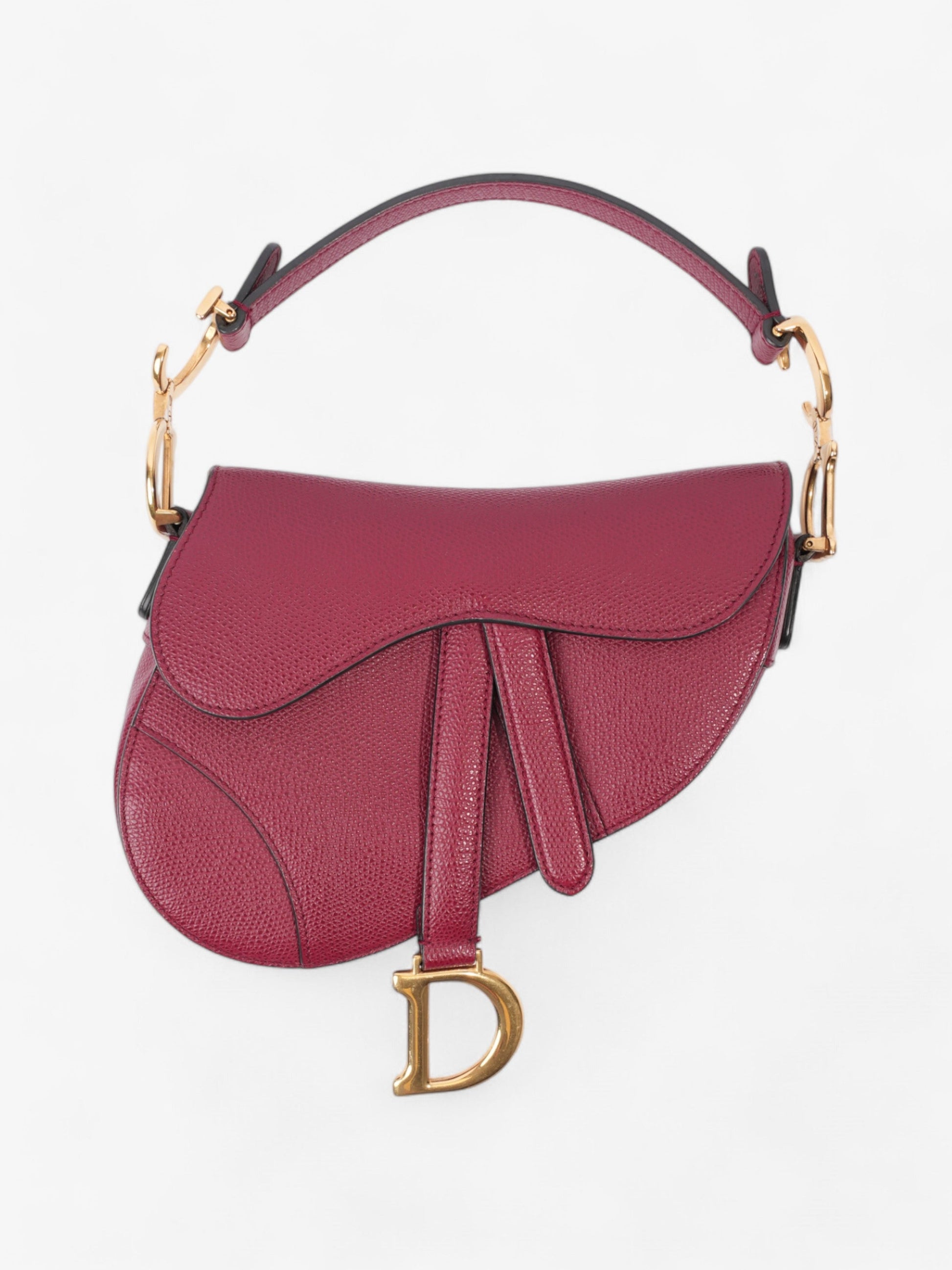 Dior Christian Saddle Bag Bordeaux Calfskin Leather Red Mini Travel Bag