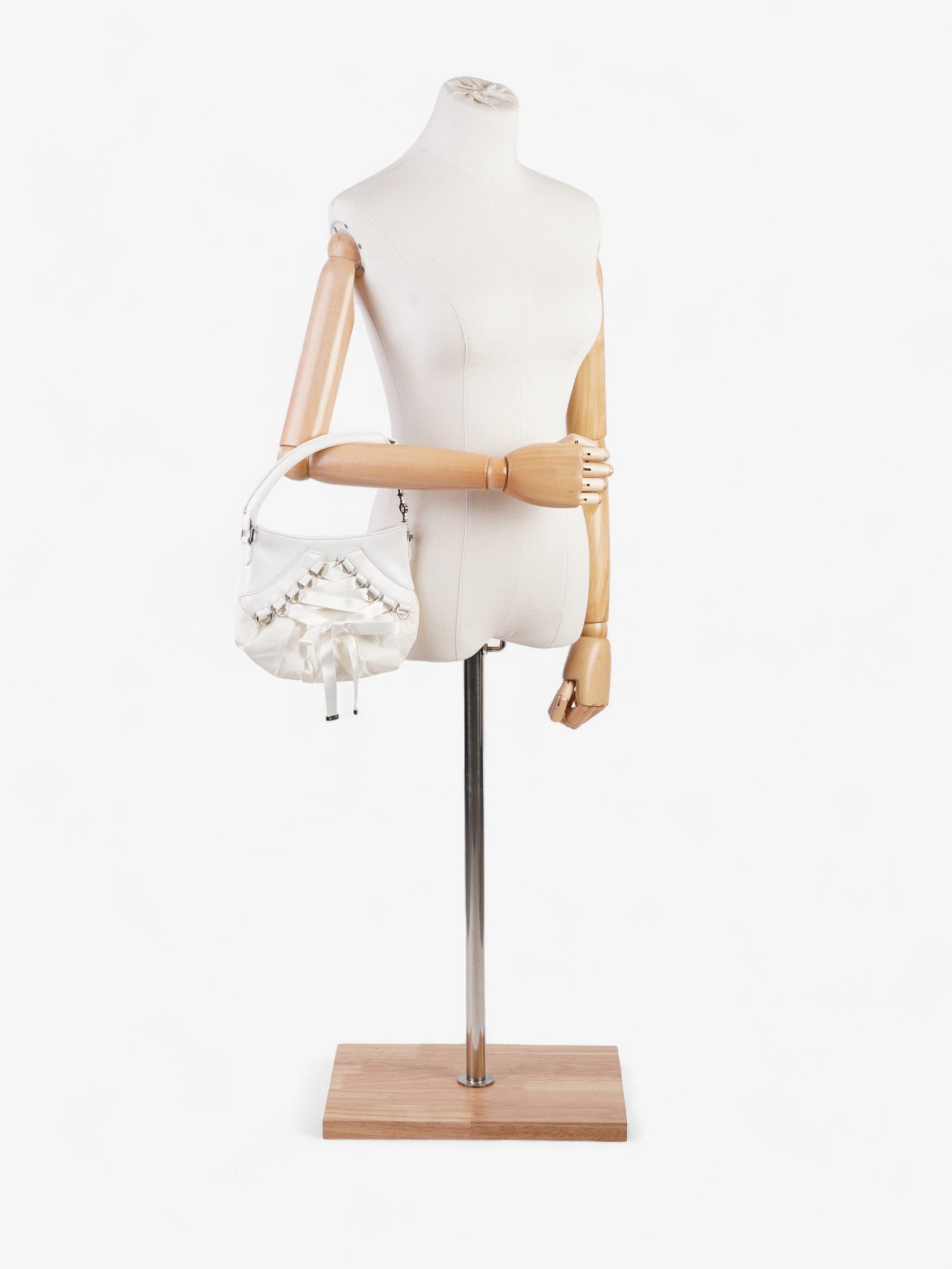 Dior Christian Ballet Corset Handbag Leather White Travel Bag