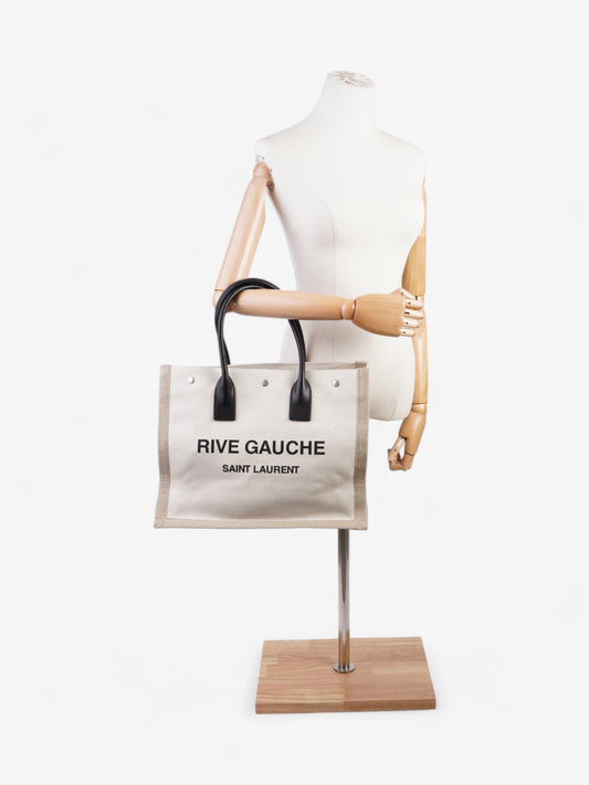 YSL Saint Laurent Rive Gauche Cotton Tote Bag Beige Small
