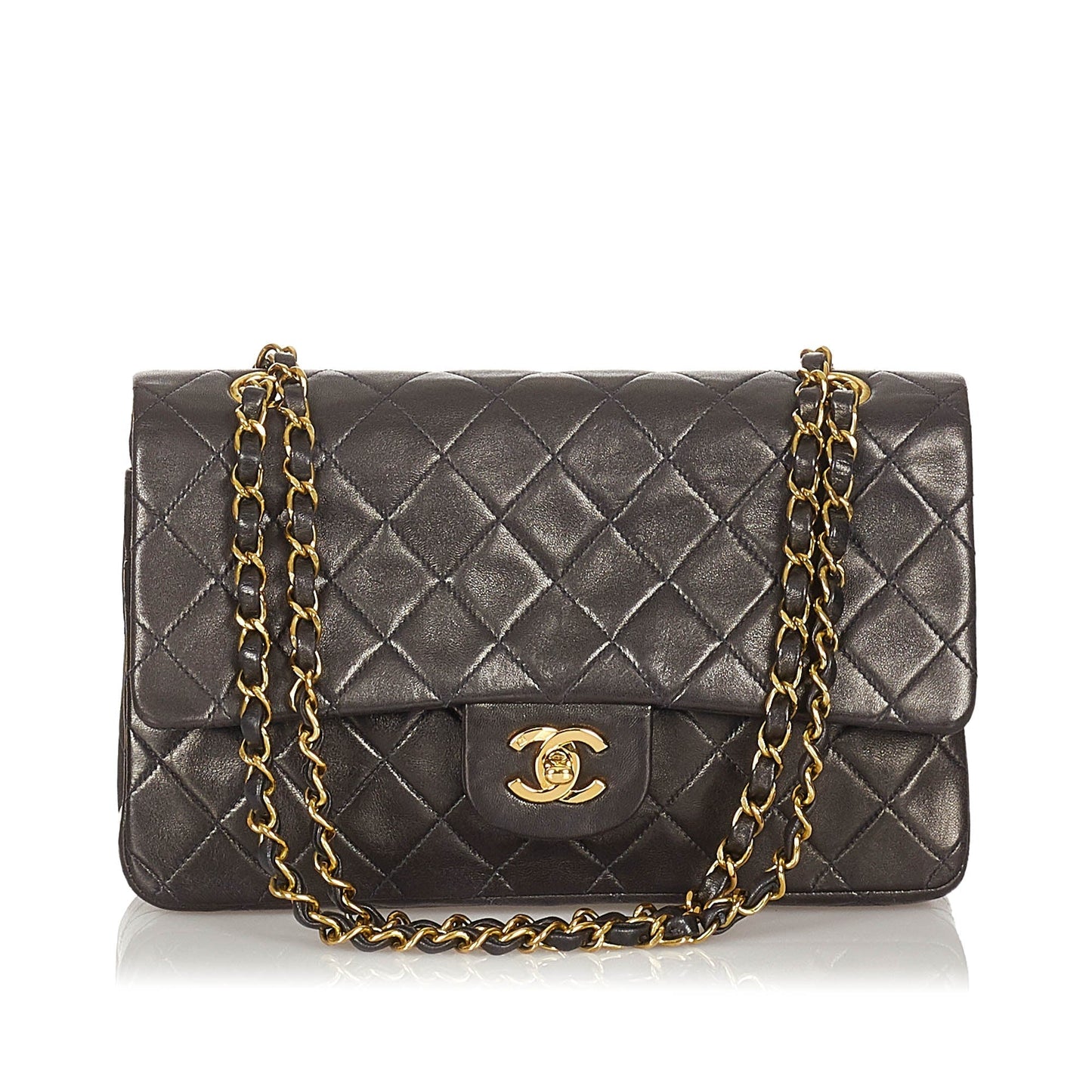 Chanel CC Lambskin Flap Bag Leather Matelasse Crossbody Bag