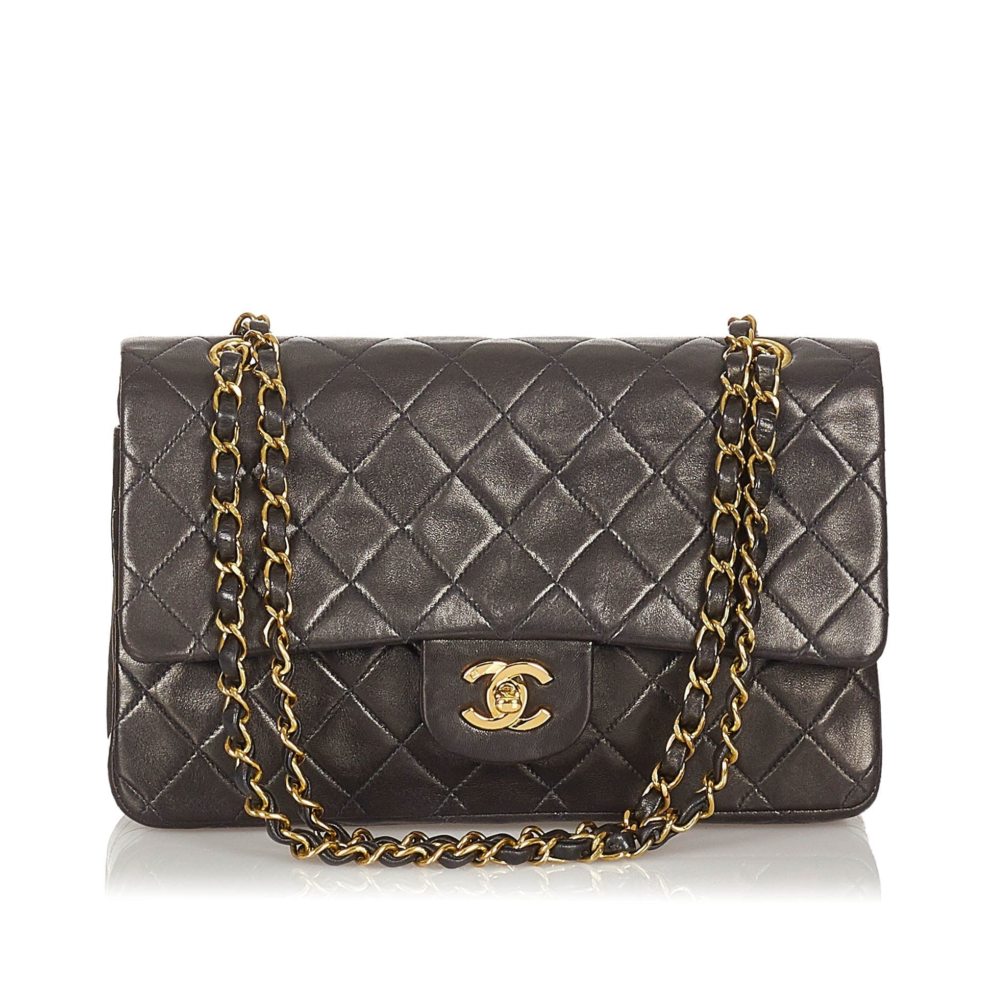Chanel CC Lambskin Flap Bag Leather Matelasse Crossbody Bag