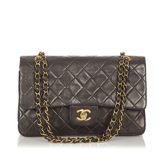 Chanel CC Lambskin Flap Bag Leather Matelasse Crossbody Bag
