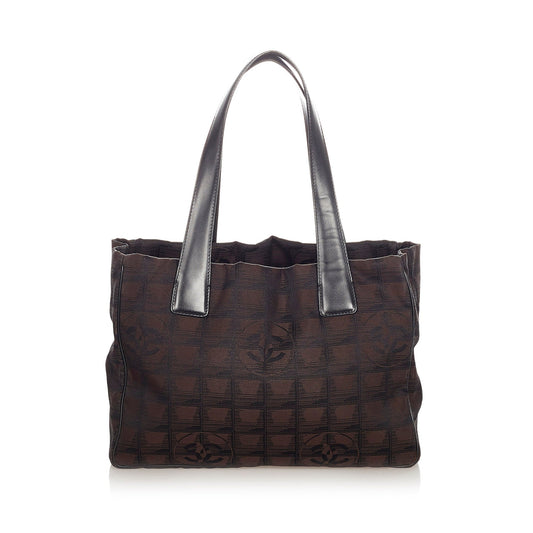 Chanel New Travel Line Tote Bag Canvas Black