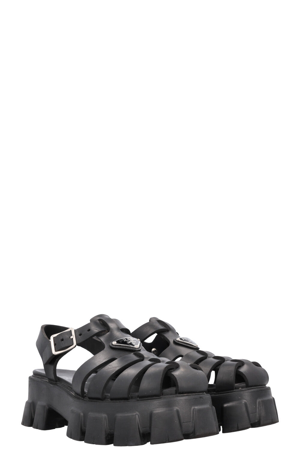 Prada Rubber Monolith Sandals Black Shoes