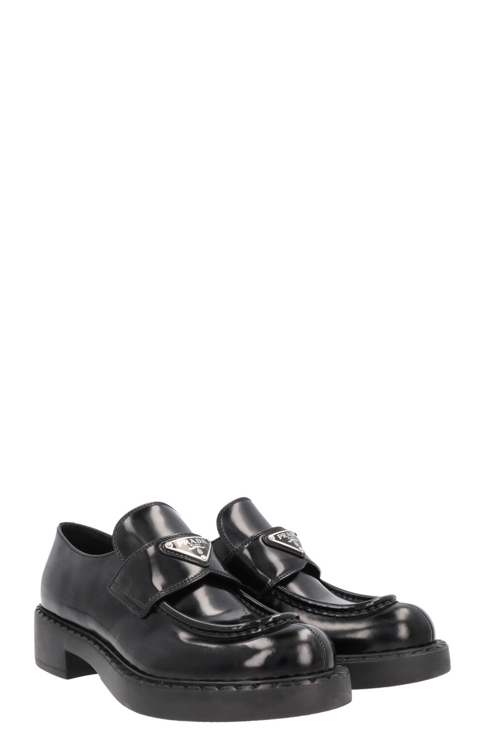 Prada Triangle Loafers Black Logo Shoes