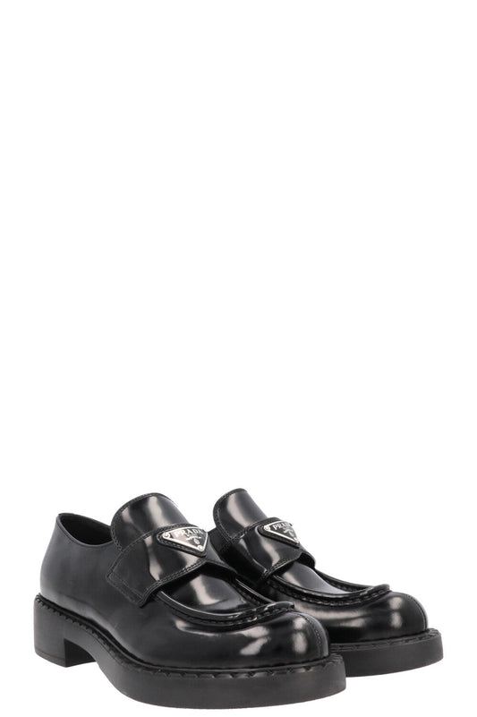 Prada Triangle Loafers Black Logo Shoes