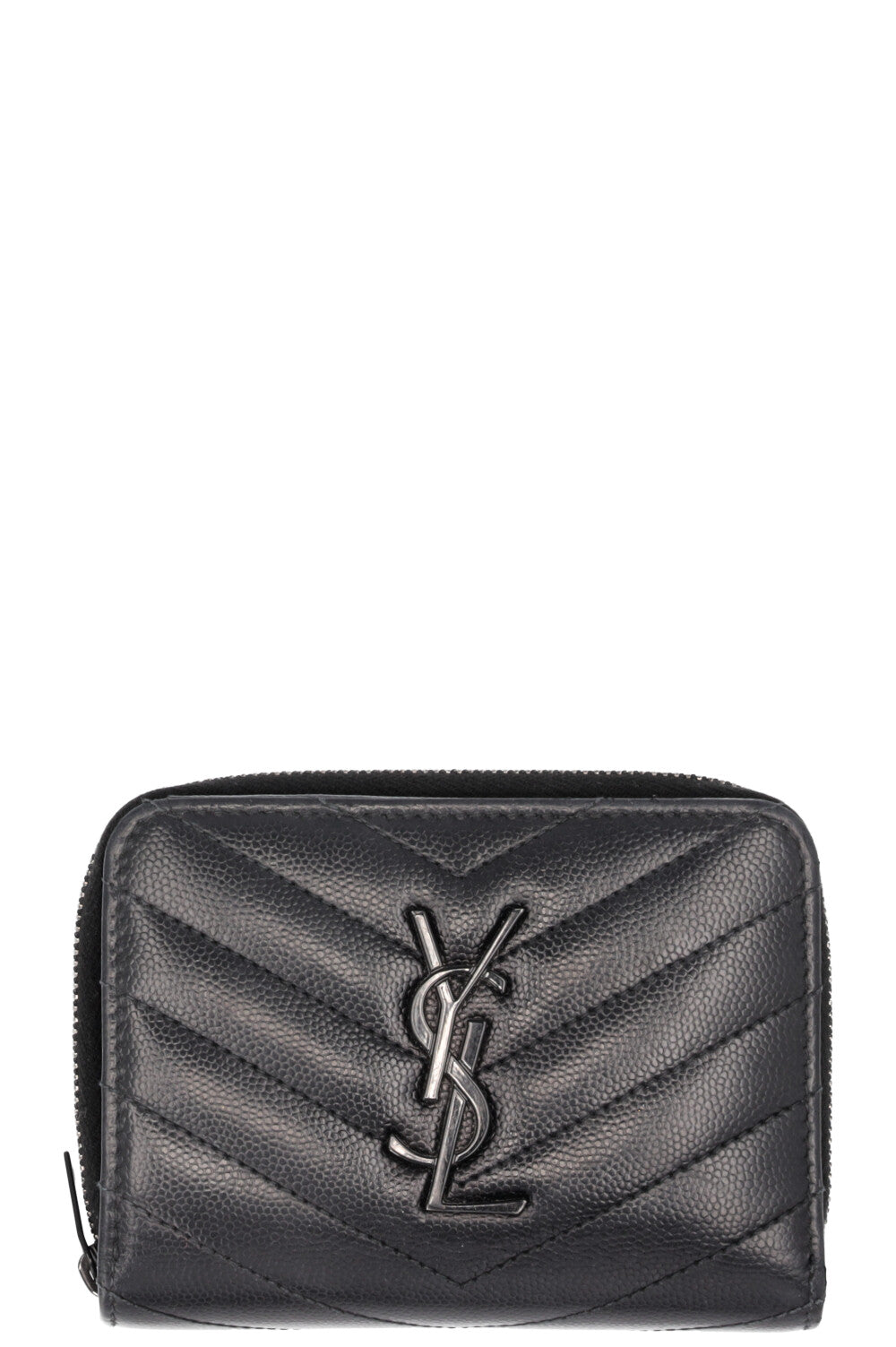 YSL Saint Laurent Cassandre Compact Around Wallet Black Zip Handbag