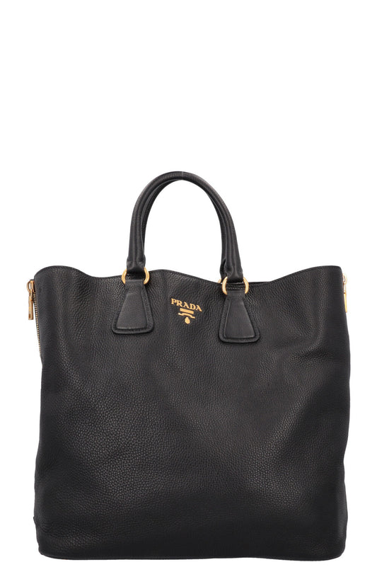 Prada Tote Bag Bag Leather Black Gold