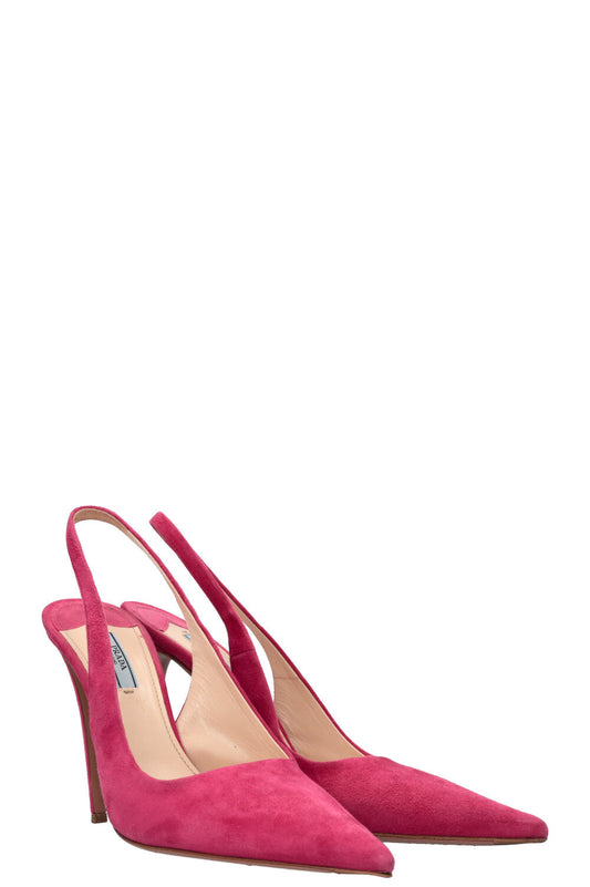 Prada Sling Bag Slingback Heels Suede Pink Shoes