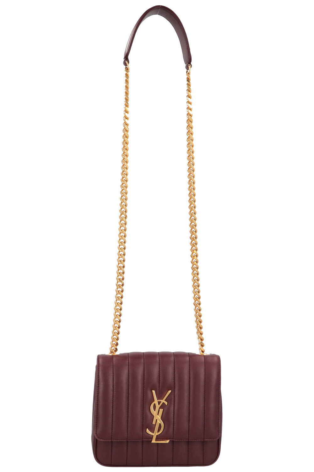 YSL Saint Laurent Crossbody Bag Vicky Burgundy Quilted
