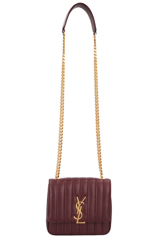 YSL Saint Laurent Crossbody Bag Vicky Burgundy Quilted