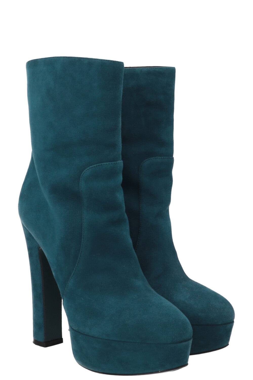 Prada Plateau Ankle Boots Suede Blue Shoes