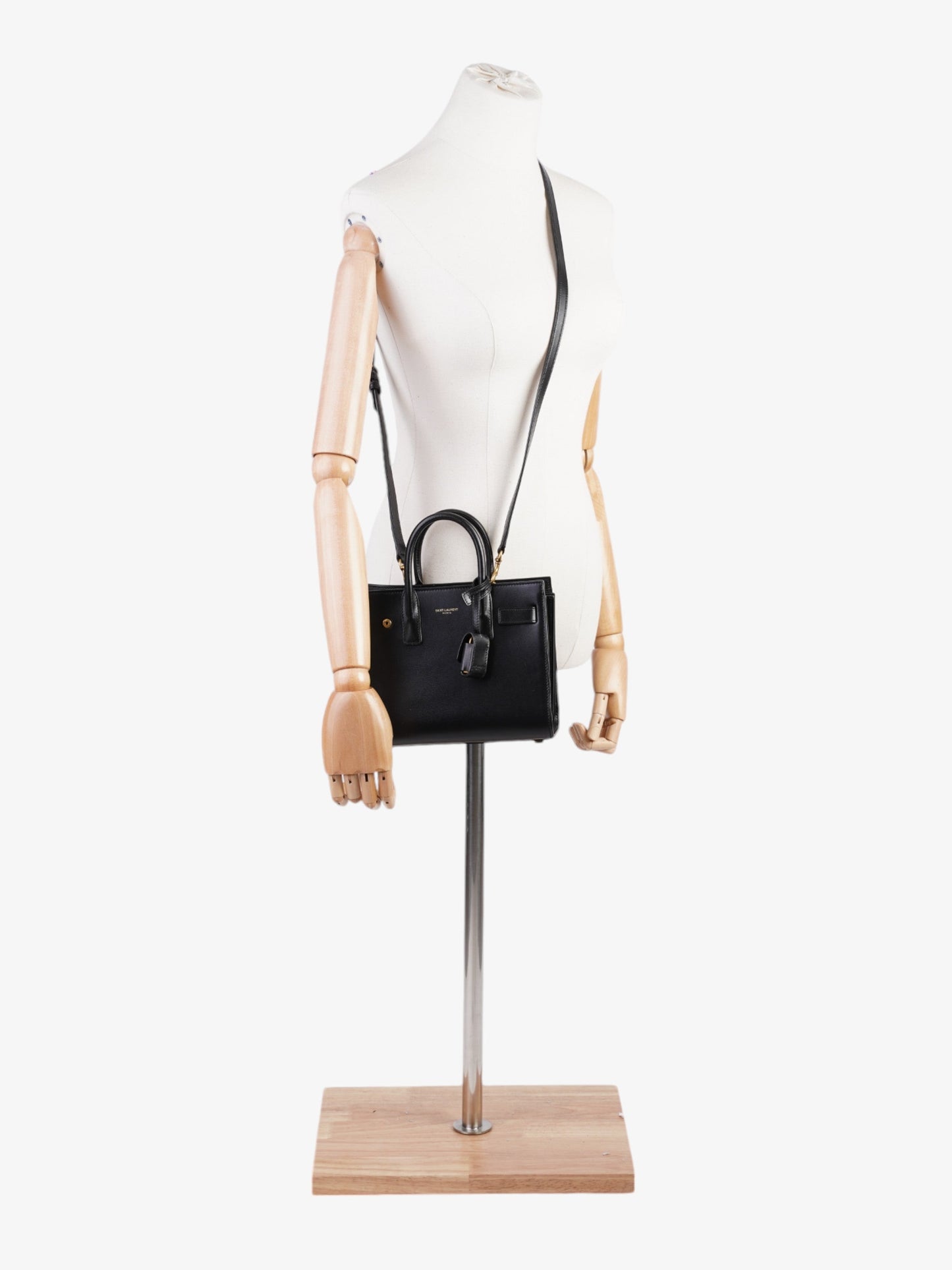YSL Saint Laurent Sac De Jour Calfskin Nano Shoulder Bag Leather Black