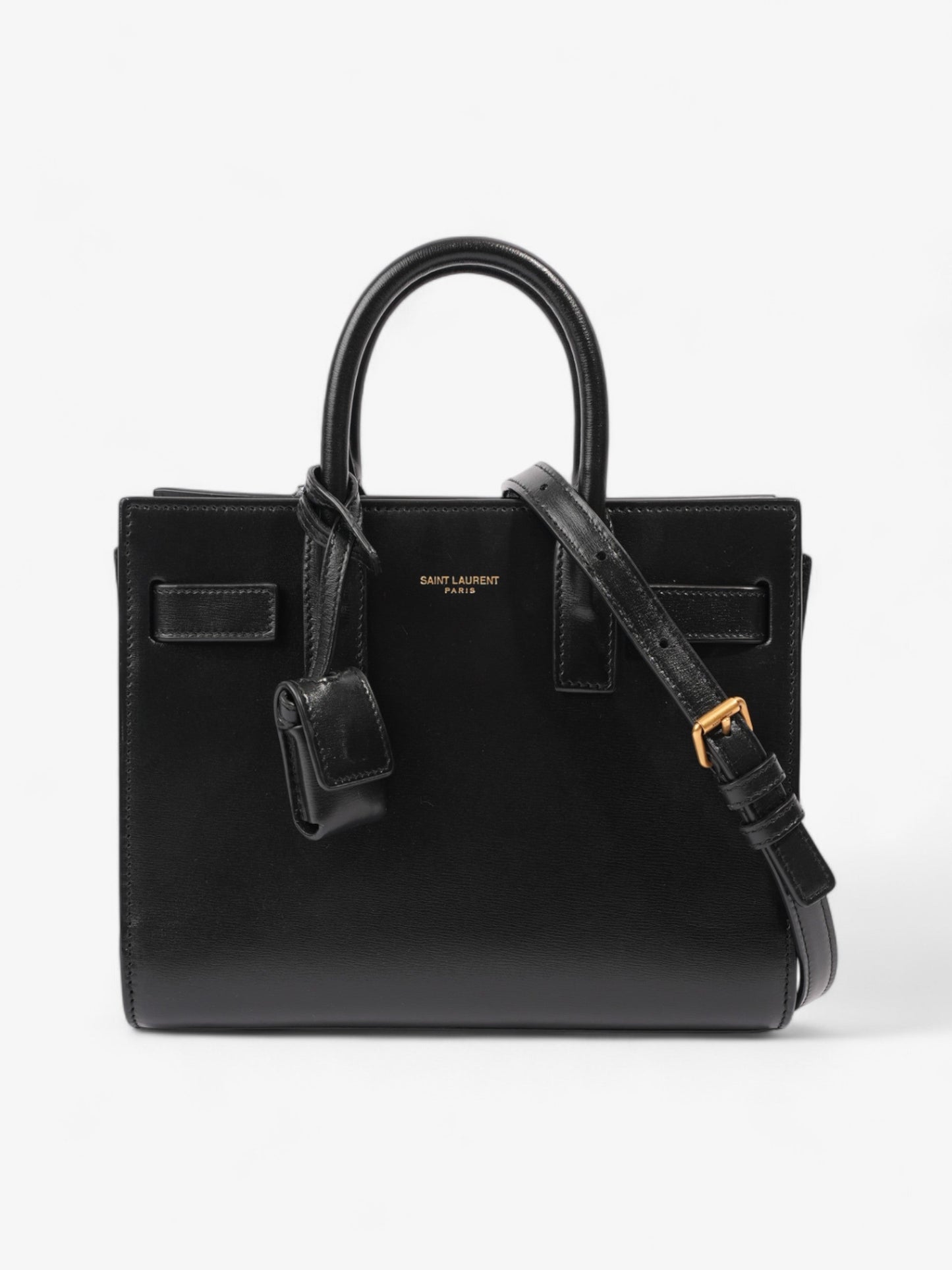 YSL Saint Laurent Sac De Jour Calfskin Nano Shoulder Bag Leather Black