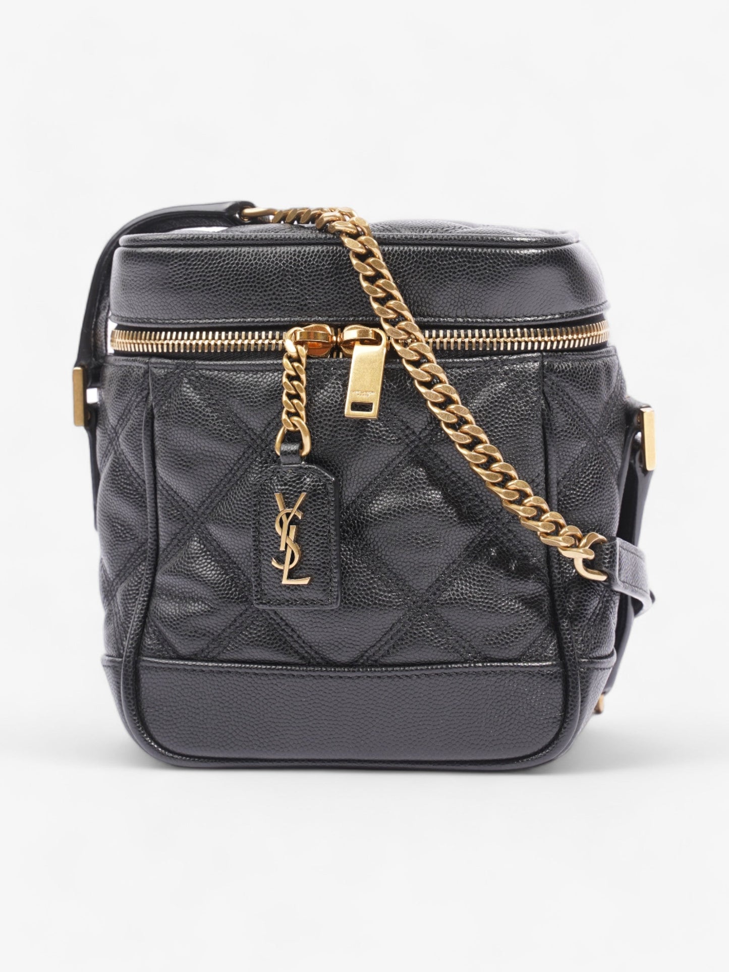 YSL Saint Laurent Vanity Grained Crossbody Bag Leather Black