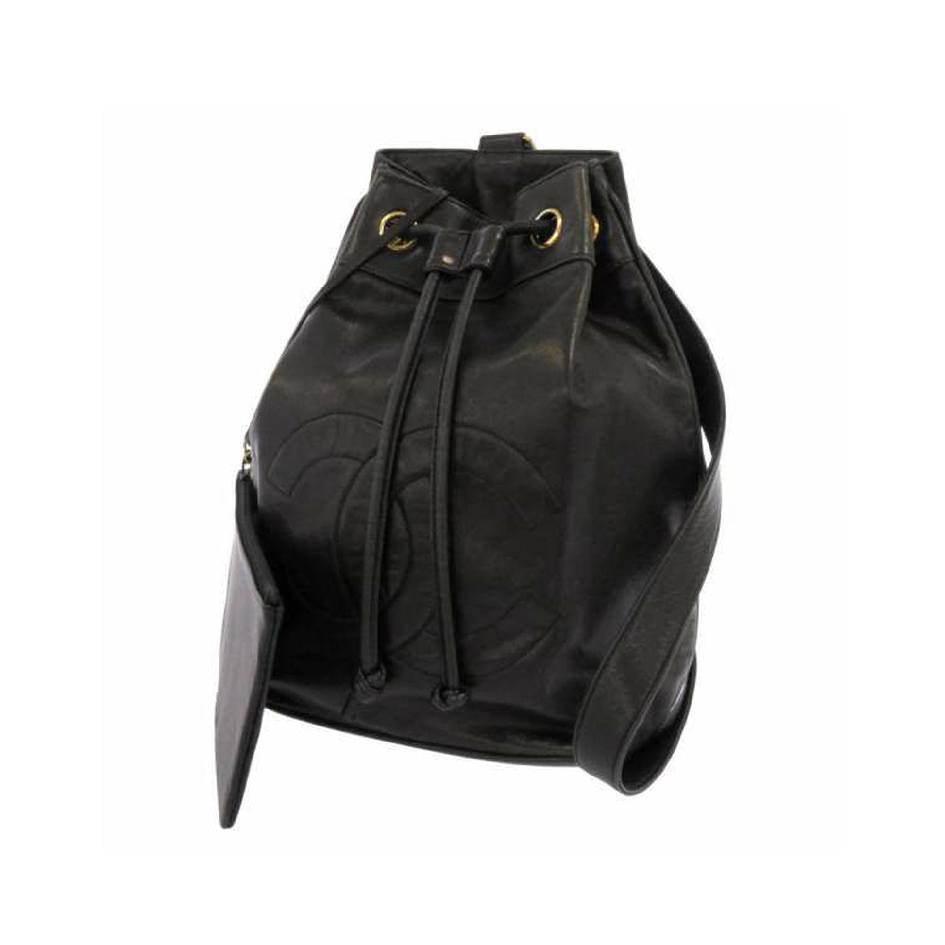 Chanel CC Lambskin Backpack Leather Black Shoulder Bag