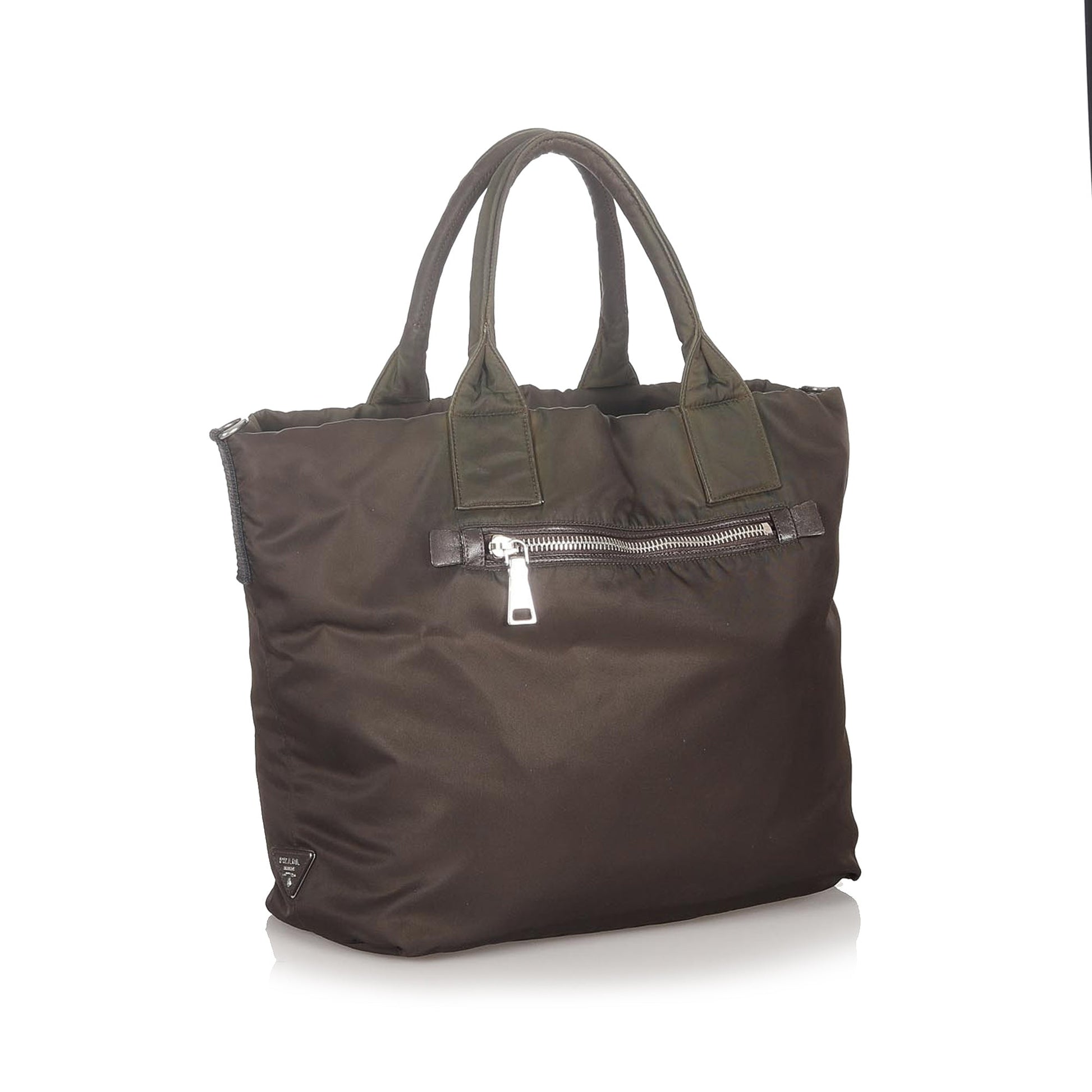 Prada Tessuto Reversible Tote Bag Brown
