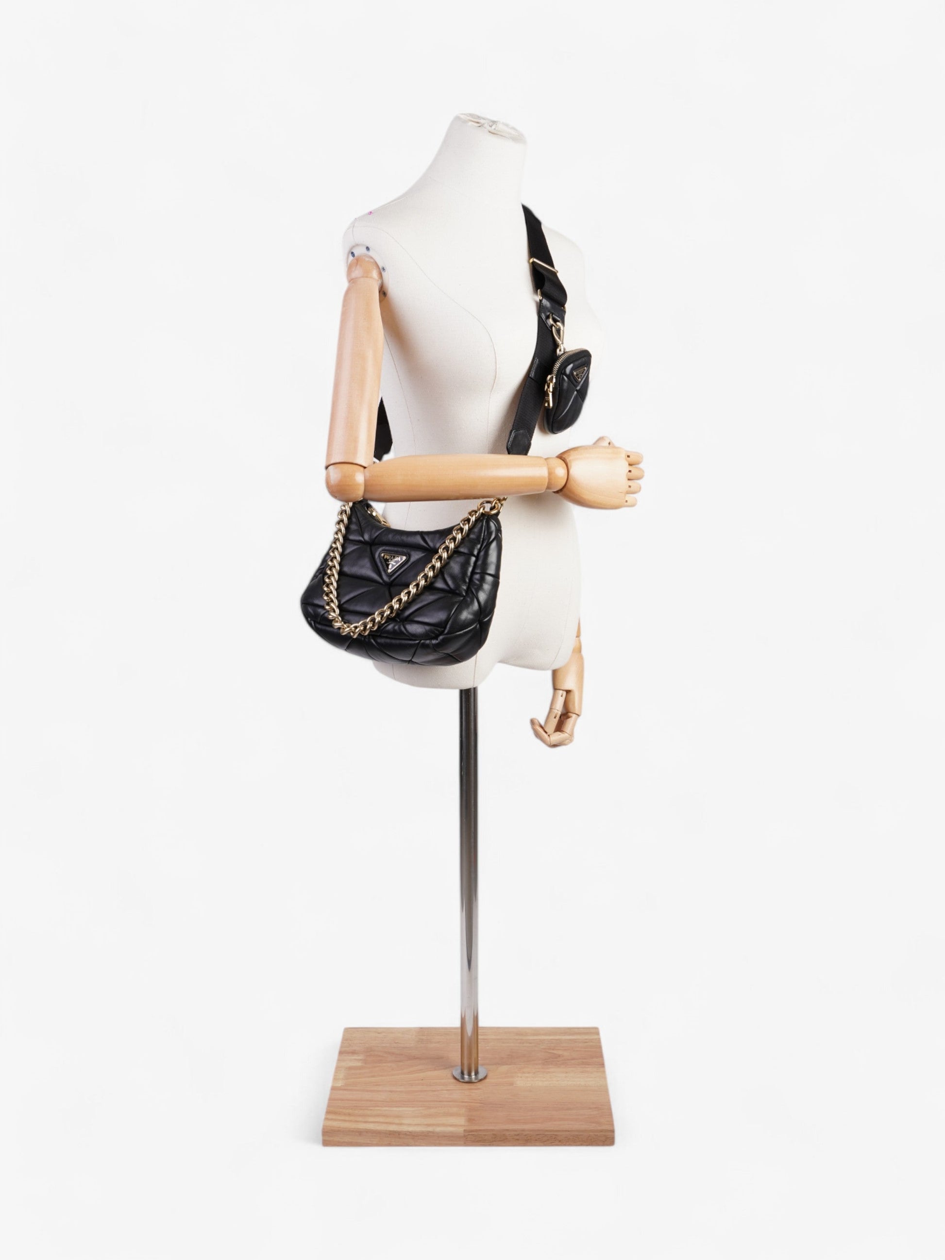 Prada System Padded Bag Leather Black Crossbody Bag