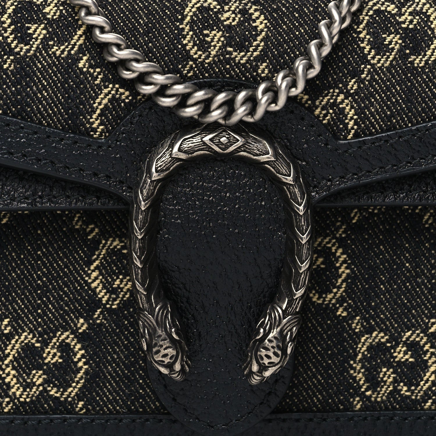 Gucci GG SUPER DIONYSUS Monogram Denim Black Mini Shoulder Bag
