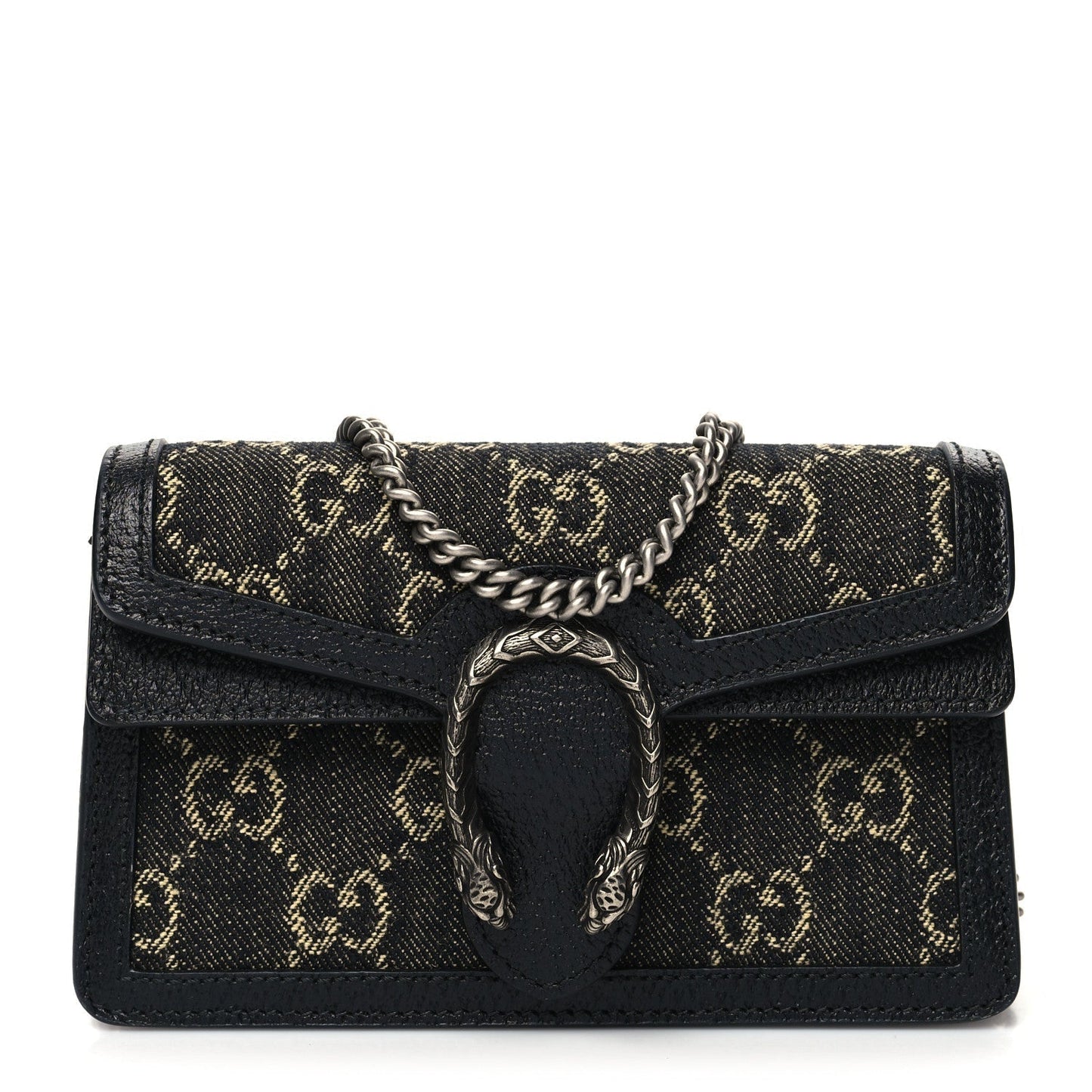 Gucci GG SUPER DIONYSUS Monogram Denim Black Mini Shoulder Bag