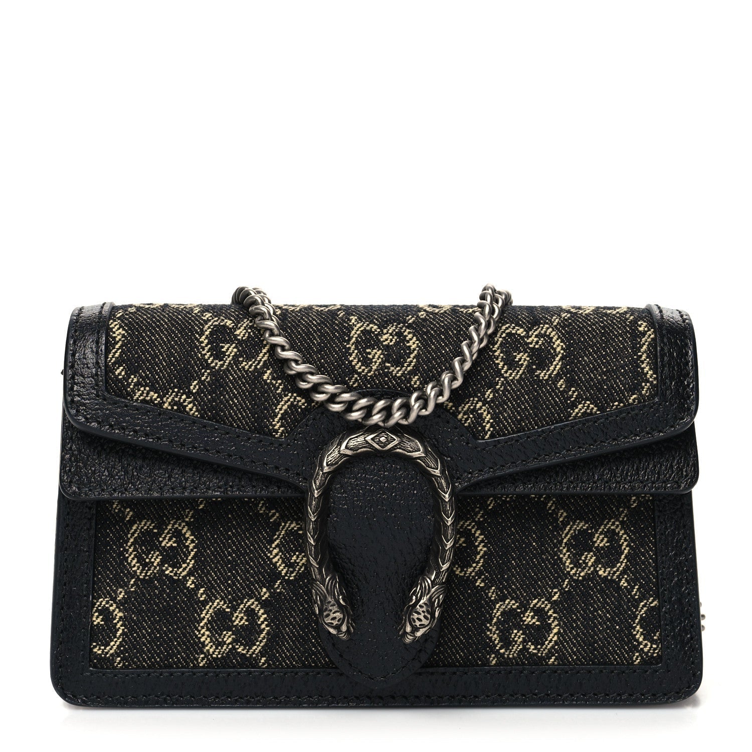 Gucci GG SUPER DIONYSUS Monogram Denim Black Mini Shoulder Bag