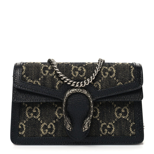 Gucci GG SUPER DIONYSUS Monogram Denim Black Mini Shoulder Bag