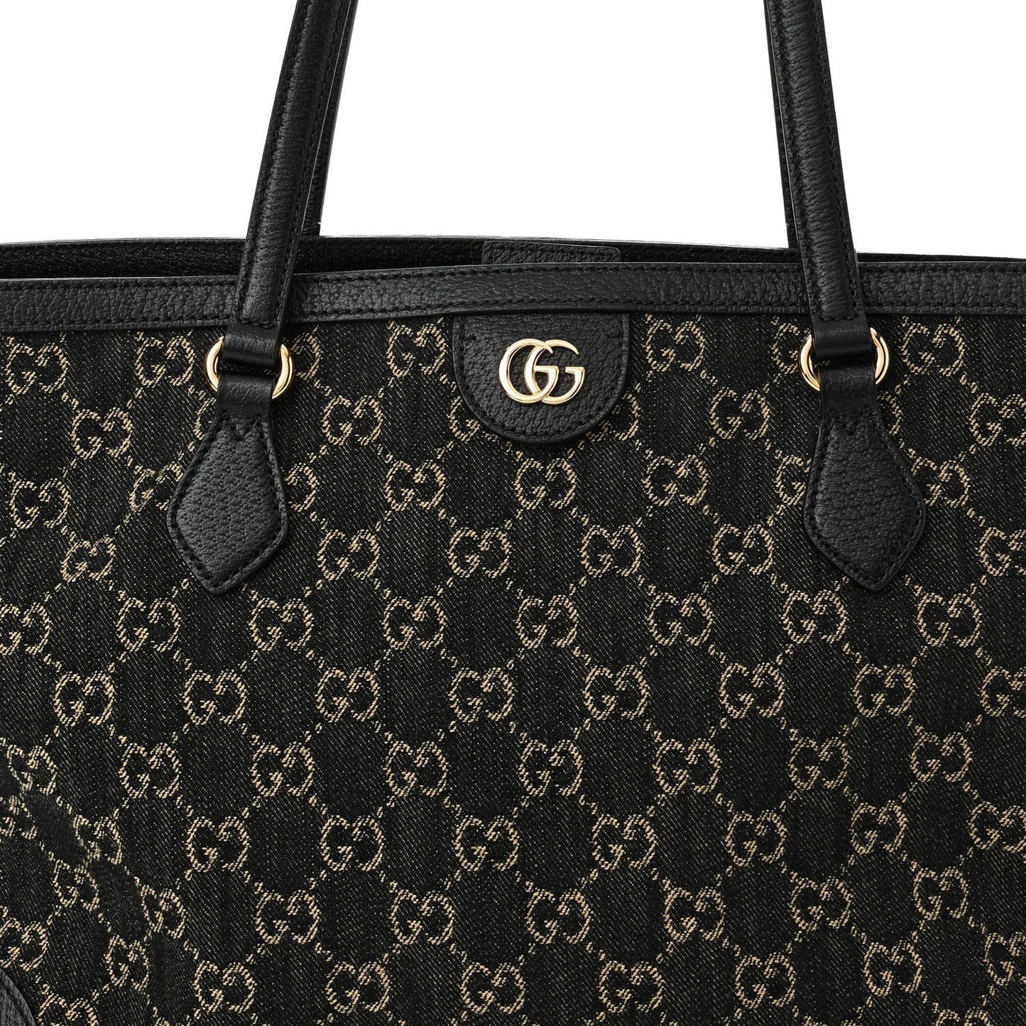 Gucci JACQUARD GG OPHIDIA Monogram Denim Medium Tote Bag