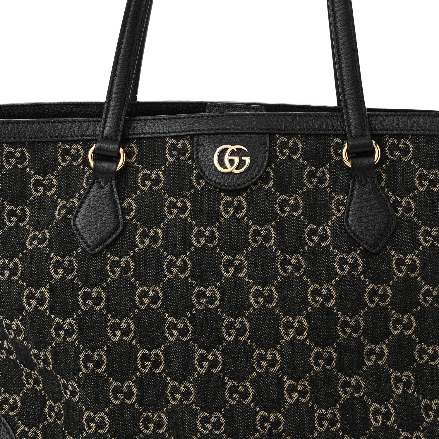 Gucci JACQUARD GG OPHIDIA Monogram Denim Medium Tote Bag
