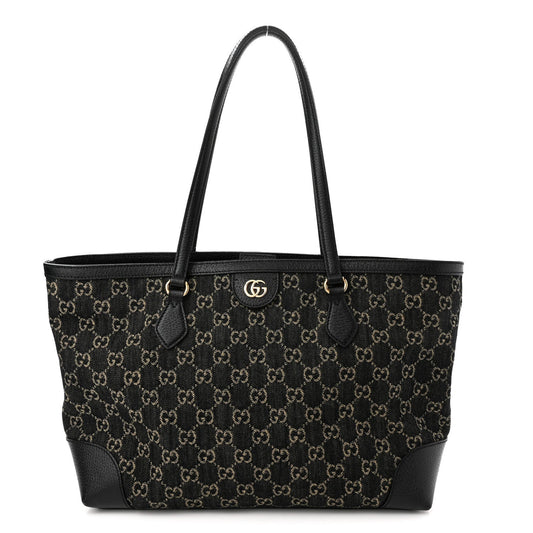 Gucci JACQUARD GG OPHIDIA Monogram Denim Medium Tote Bag