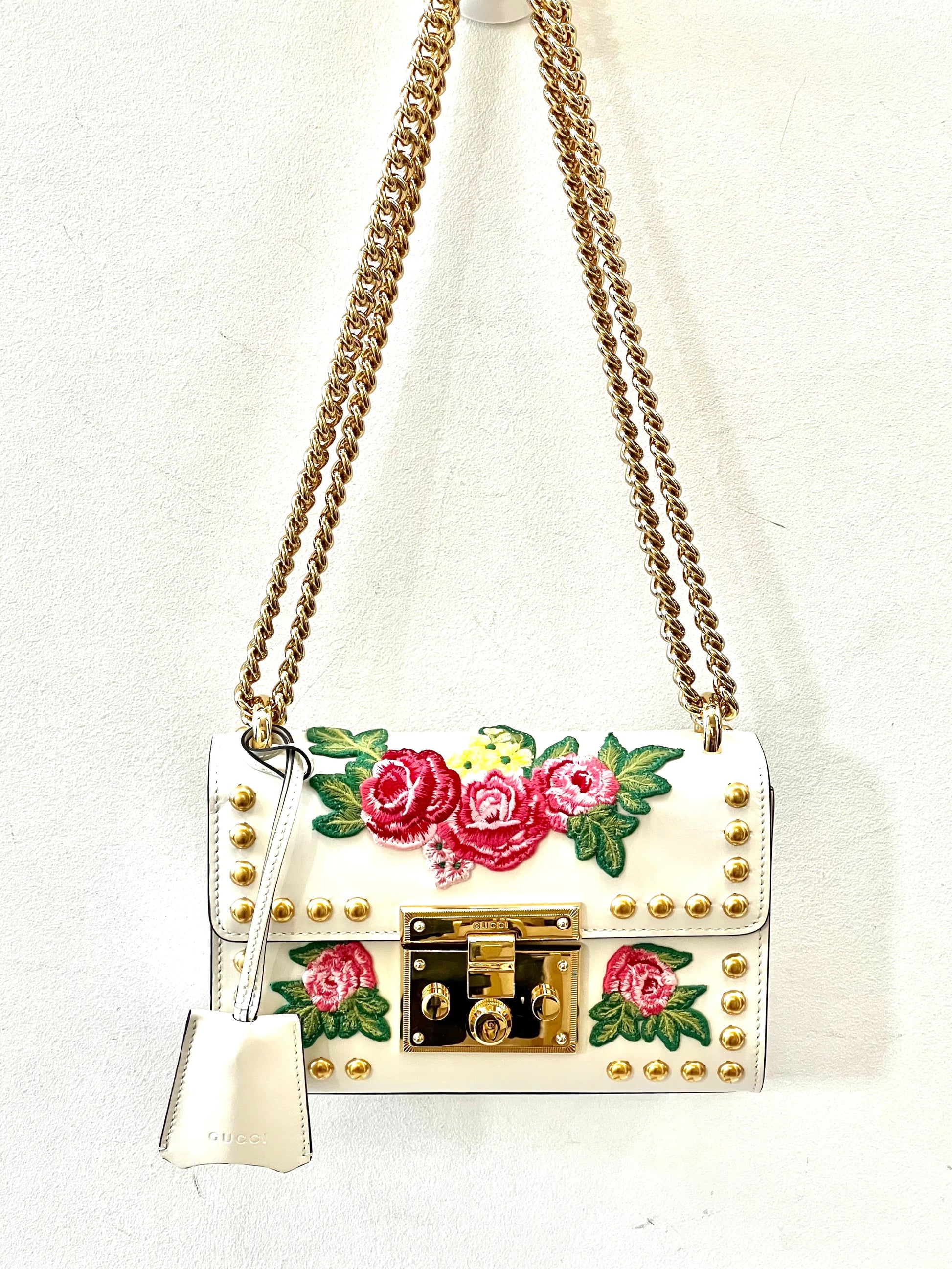 Gucci FLORAL PADLOCK Calfskin Small Shoulder Bag