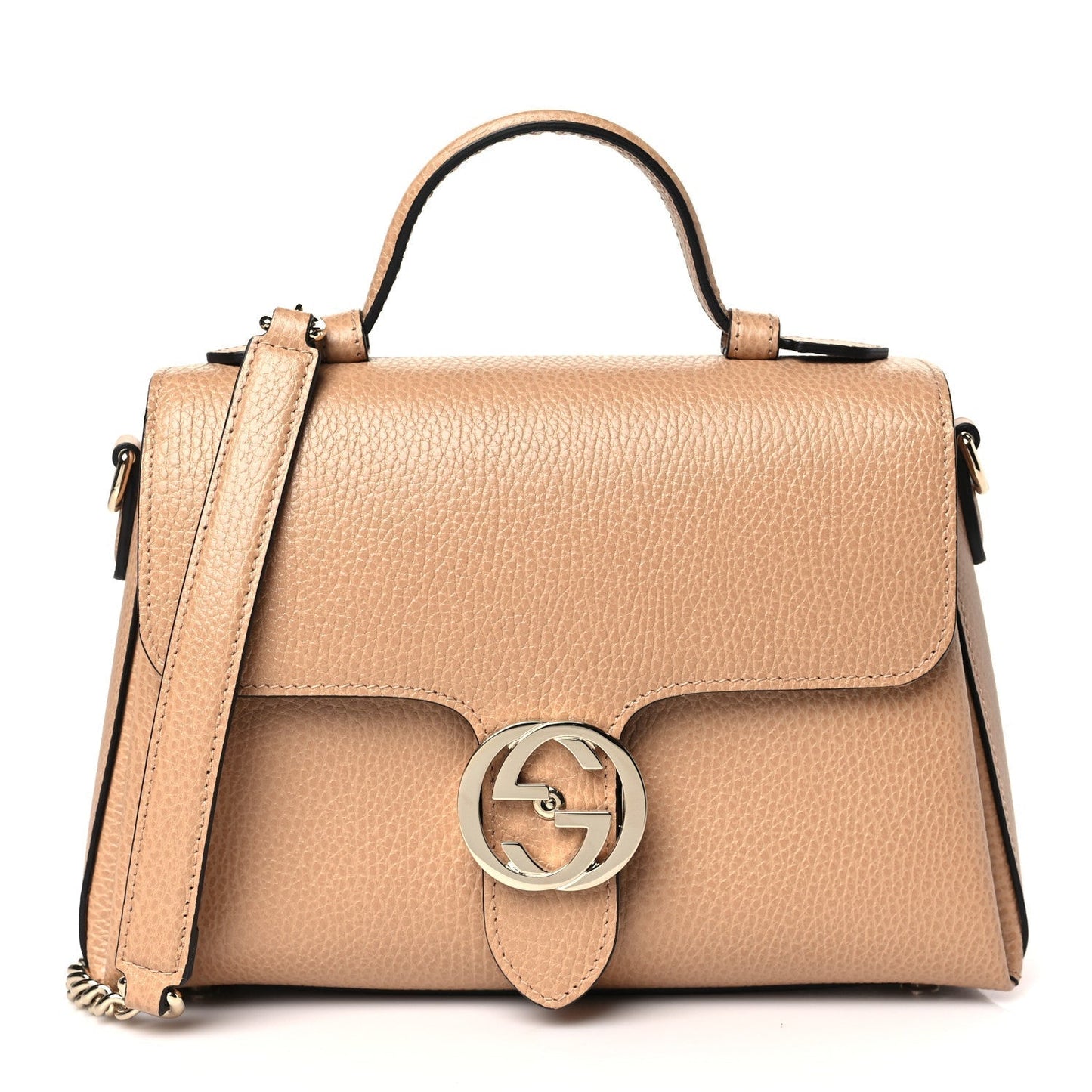 Gucci G TOP-HANDLE CAMELIA Calfskin Shoulder Bag