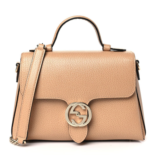 Gucci G TOP-HANDLE CAMELIA Calfskin Shoulder Bag